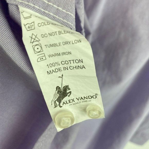 ALEX VANDO Pastel Purple Men Shirt NWT 100% Cotton - Picture 6 of 6